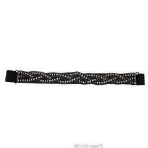 J. Crew Women's Rhinestone Gunmetal Braided Stretch Belt - Size M/L